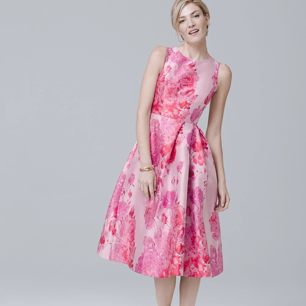 Pink White House Black Market Fit and Flare Dress